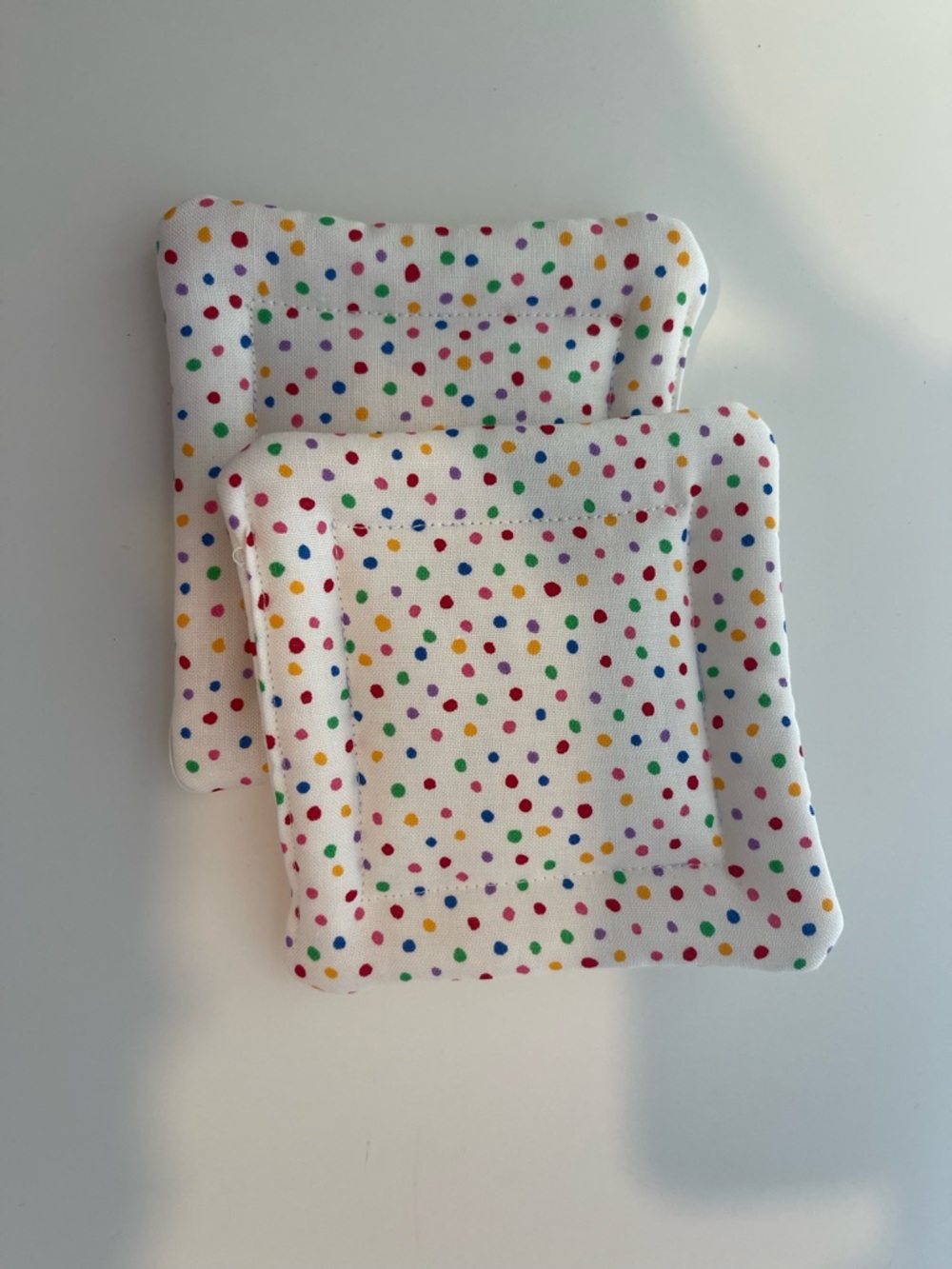 White Polka Dot Cloud Coaster- Multicolor Dots